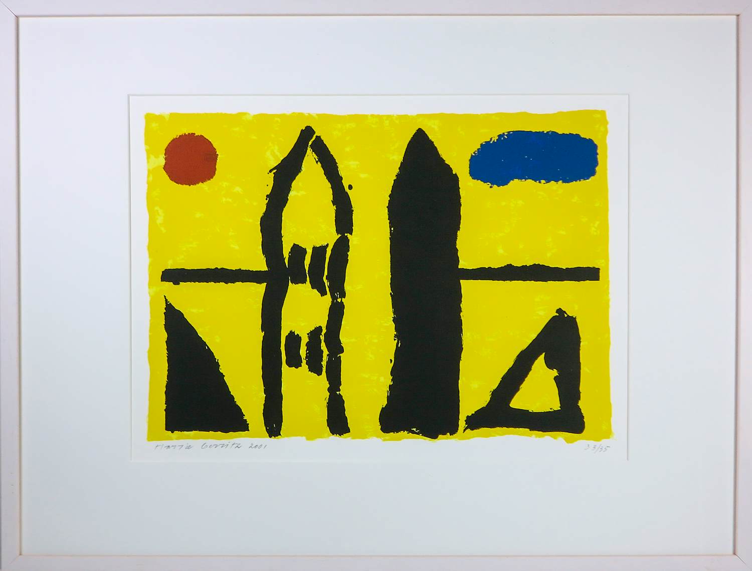 Harrie Gerritz - Zeefdruk op papier, Yellow Summer - Ingelijst kopen? Bied vanaf 80!
