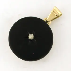 14k goud en zilver hanger bezet met onyx en roos diamant tot. 0.05ct – G/H – SI kaufen? Bieten Sie von 185!