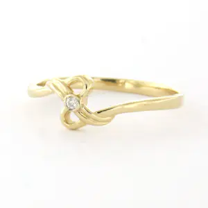 14k geelgouden ring met briljant geslepen diamant tot. 0.02ct – F/G - VS/SI kopen? Bied vanaf 180!