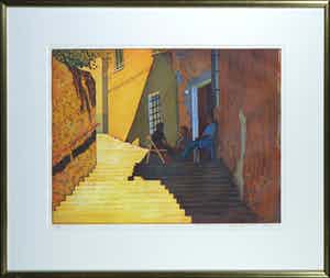 Marcel Schellekens - Ets en aquatint, Zonder titel - Ingelijst verkocht voor € 100!