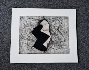 Allie van Altena - Groningen 1993 - grote "gelaagde" gem. techniek (houtskool, papiercollage) kopen? Bied vanaf 128!