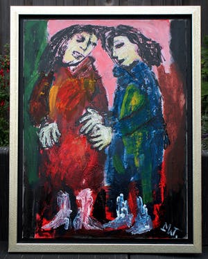 Martin van Wordragen - acryl op doek: dames in bont kopen? Bied vanaf 299!