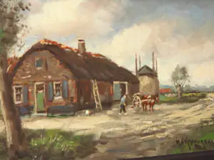 Hendrik Cornelis Kranenburg - Olieverf - Boerderij op Platteland kopen? Bied vanaf 90!