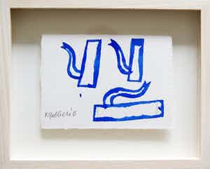 Klaas Gubbels - drie kannen in blauw - aquarel - 2015. verkocht voor € 295!