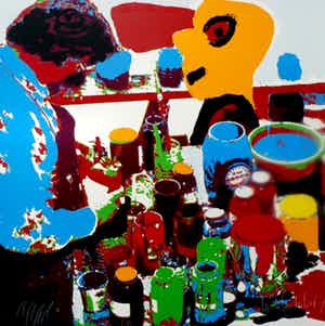 Karel Appel - Handgesigneerde kleurenzeefdruk HET GELE HOOFD uit 1977 verkocht voor € 225!