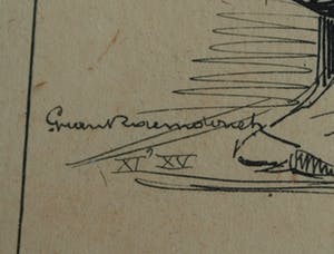 Niet of onleesbaar gesigneerd - Pentekening , “Spotprent” – gesigneerd en ingelijst kopen? Bied vanaf 10!