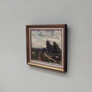 Piet van Wijngaerdt - Olieverf op paneel, gesigneerd, ca. 28 × 33,5 cm, landschap. kopen? Bied vanaf 100!