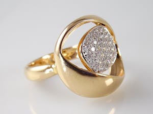 Buy 18k roségouden ring met 0.43 ct F-VVS diamanten - ringmaat 17,25 mm (54)? Bid from 450!