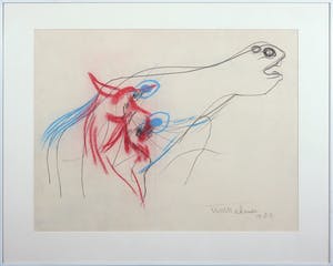 Theo van der Nahmer - Krijt op papier, Paard - Ingelijst kopen? Bied vanaf 50!