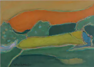 Gerard Schaperkotter - Aquarel op papier, Landschap in Zuid Duitsland - Ingelijst kopen? Bied vanaf 80!