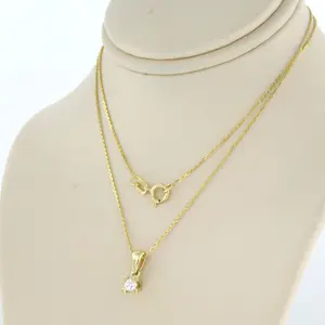 14k gouden collier met solitair hanger met briljant geslepen diamant 0.12ct kopen? Bied vanaf 200!