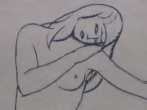 Herman Bieling - Staand vrouwelijk naakt - Inkttekening kopen? Bied vanaf 50!