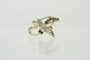 22- Elegante 14krt geel-goud & 0.30ct diamanten "Libelle" dames ring kopen? Bied vanaf 250!