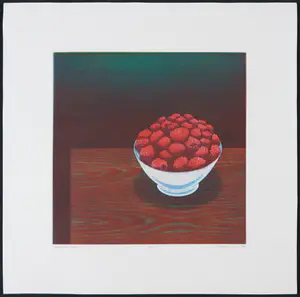 Joop Vegter - Mezzotint, Raspberries in a bowl kopen? Bied vanaf 50!