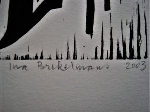 Ina Brekelmans - Verstilde kleine oplage (15) Houtsnede op papier "Lelie's" gesigneerd kopen? Bied vanaf 26!