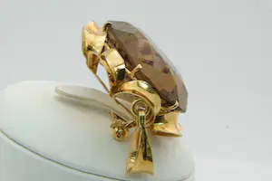 18K Goud - Klassiek 18 Krt gouden montuur met grote (ca 85ct!!) rook-kwarts edelsteen kopen? Bied vanaf 340!