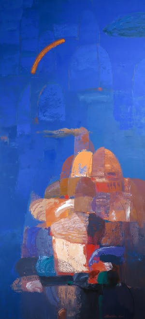 Ahmad Baldin - Olieverf op doek, Notturno Verticale - Ingelijst (Zeer groot) kopen? Bied vanaf 350!