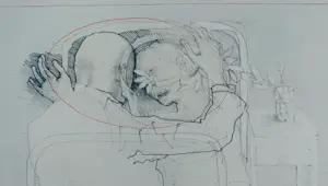 Co Westerik - handgesigneerde litho | 'Dokter met patiënt in ziekenhuis' | 1987 (INGELIJST) kopen? Bied vanaf 250!