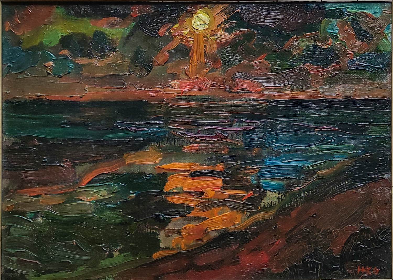 Harm Kamerlingh Onnes - Zonsondergang boven zee kopen? Bied vanaf 1350!