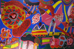 Corneille - Zeefdruk, Jardin des délices - Ingelijst (Zeer groot!) kopen? Bied vanaf 500!