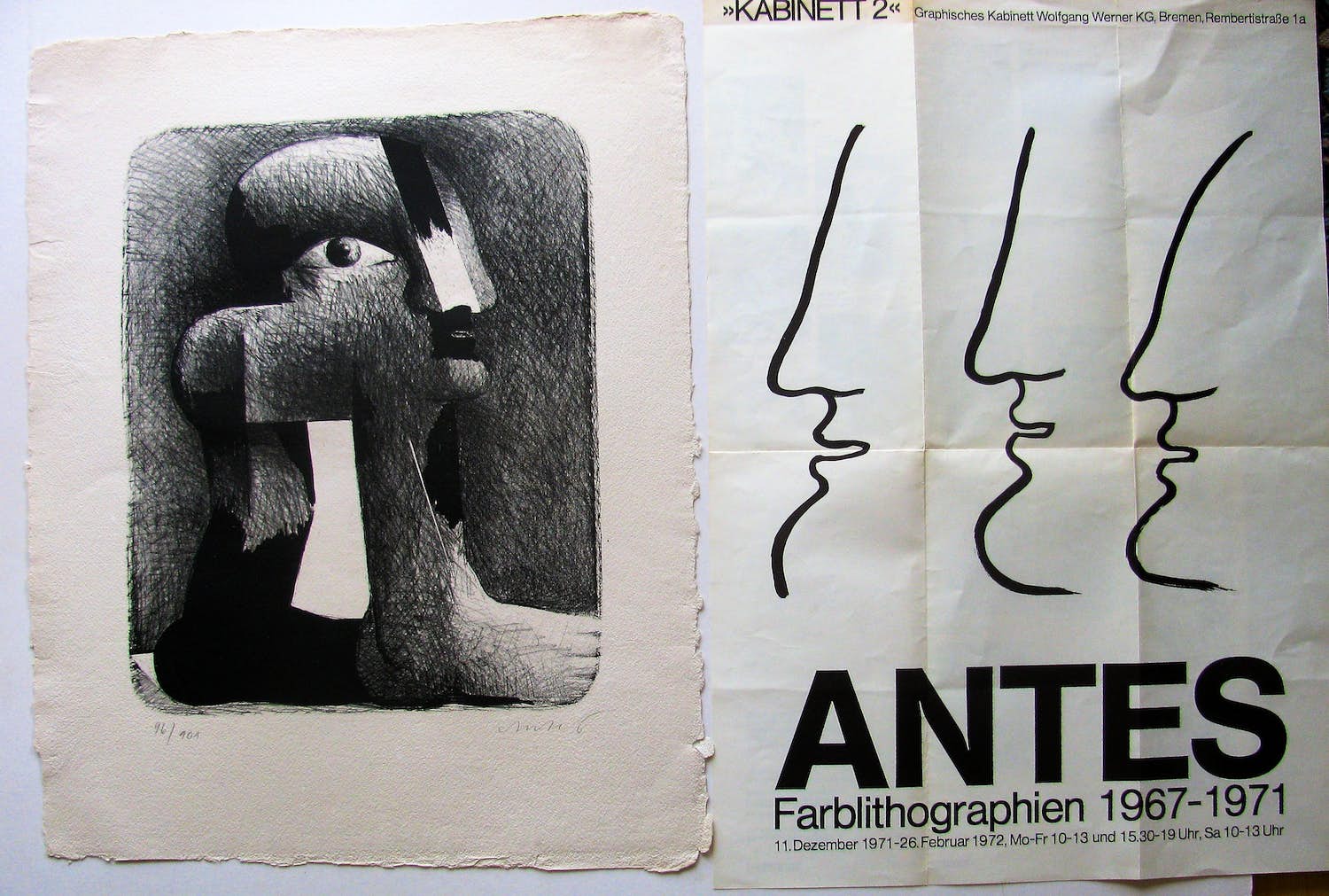 Horst Antes - KLEINE GEFLECKTE FIGUR 1970 und Beigabe verkocht voor € 250!