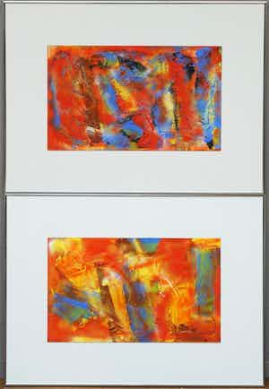 Jan Verschoor - twee werken (pendant) - acryl op board - 1990 - laatste x! verkocht voor € 150!