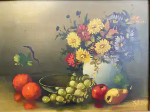 Tilly Moes - Stilleven met bloemen en fruit verkocht voor € 35!