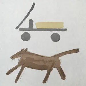 Klaas Gubbels - litho op handgeschept papier 'De Kar' - 2007 kopen? Bied vanaf 145!