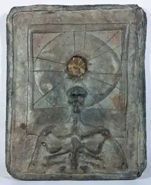 Pieter Kortekaas - Wandobject/reliëf van zink en koper op hout, Seance verkocht voor € 128!