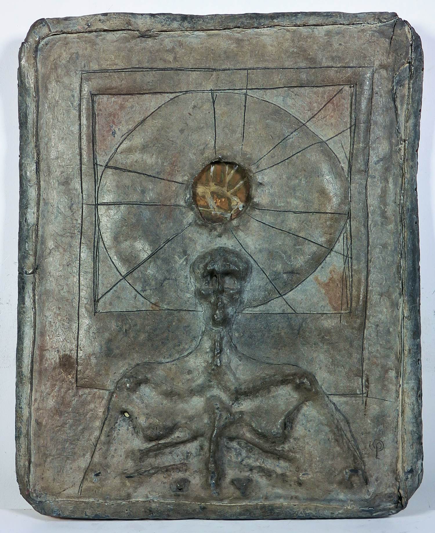 Pieter Kortekaas - Wandobject/reliëf van zink en koper op hout, Seance kopen? Bied vanaf 150!