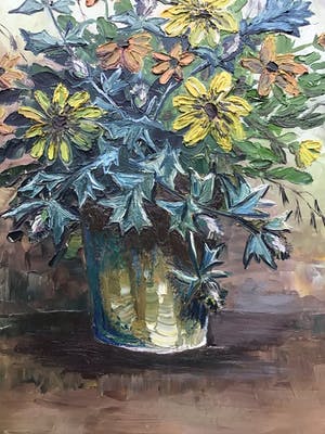 Niet of onleesbaar gesigneerd - Pot met bloemen kopen? Bied vanaf 1!