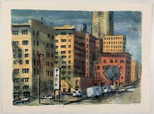 Jeroen Hermkens - Kleurenlitho - 'New York, Sixth Avenue' - 1995 kopen? Bied vanaf 100!