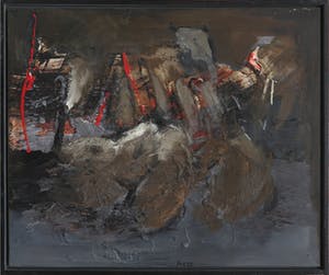 Frans Nicolai - Gemengde techniek op doek, Abstracte compositie - Ingelijst kopen? Bied vanaf 80!
