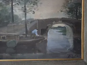 Adriaan Terhell - Man in boot in de gracht. kopen? Bied vanaf 69!