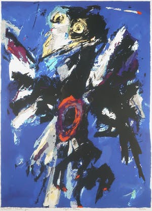 Charlotte Molenkamp - Zeefdruk, Vogel in blauw - Ingelijst (Groot) kopen? Bied vanaf 70!