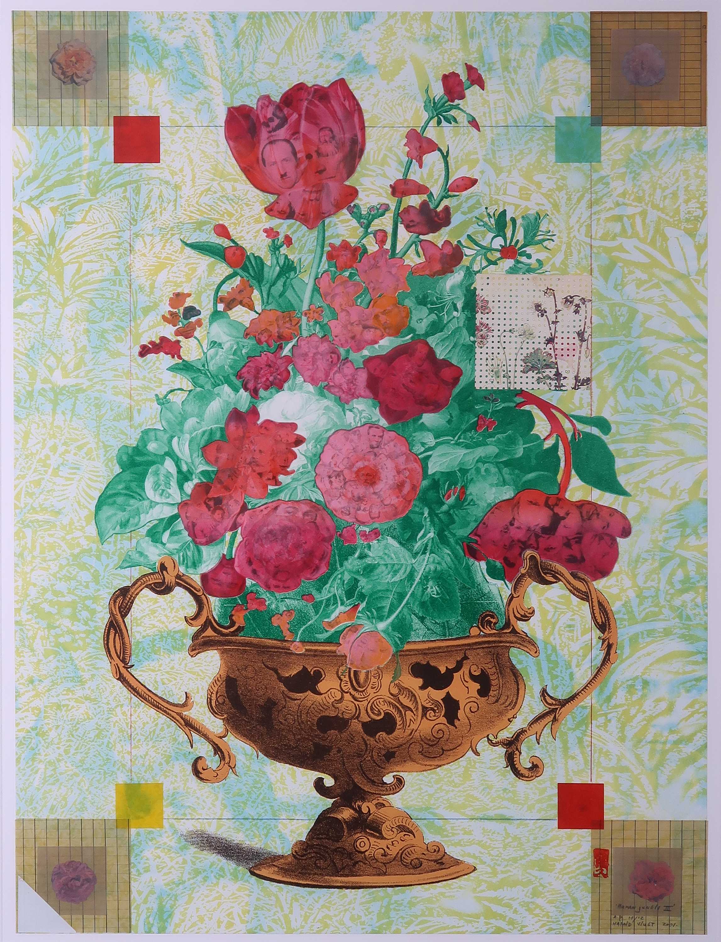 Harald Vlugt - Collage en litho, Human Jungle III - Ingelijst kopen? Bied vanaf 40!