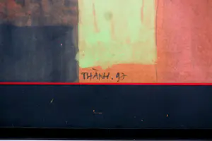 Nguyen Minh Thanh - Olieverf op papier, Zelfportret - Ingelijst kopen? Bied vanaf 200!