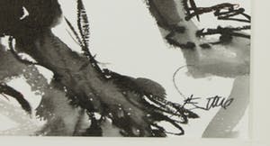 Franscz Witte - Aquarel, Zittend figuur in zwart kopen? Bied vanaf 20!