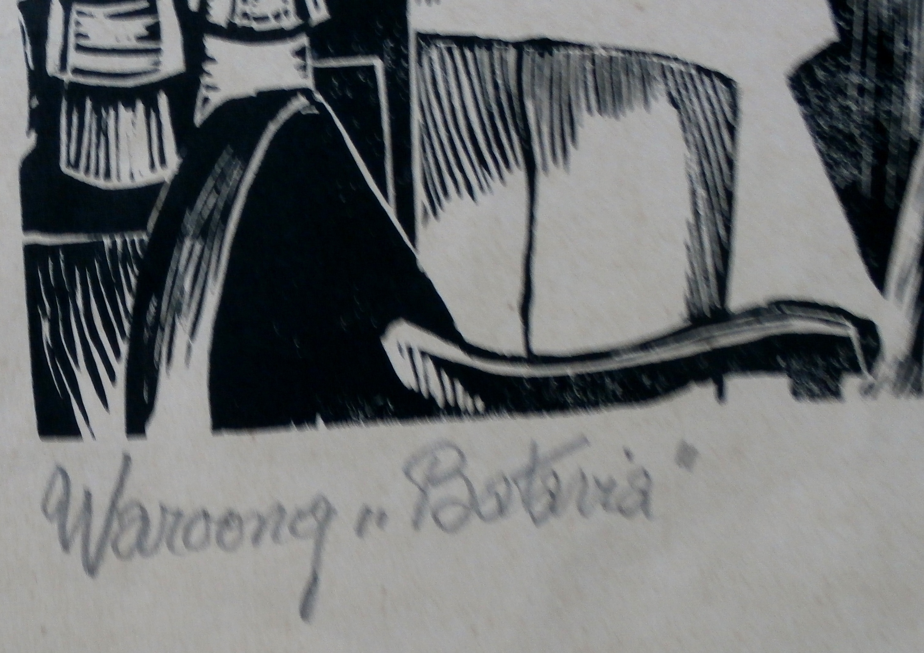 Jozef Cantre - Houtsnede: Waroong "Batavia" - 1935 kopen? Bied vanaf 20!