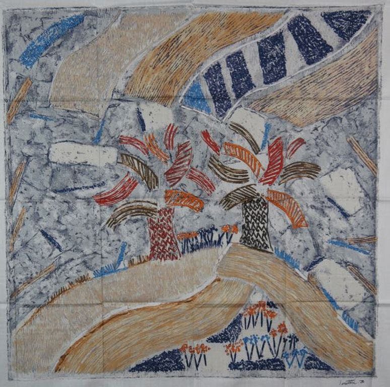 Louttre B. - Louttre B.: Zeefdruk op katoenzijde, Sous la balancelle verkocht voor € 85!