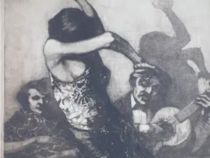 Frans Hogerwaard - Spaanse Flamencodanseres - Ets kopen? Bied vanaf 90!
