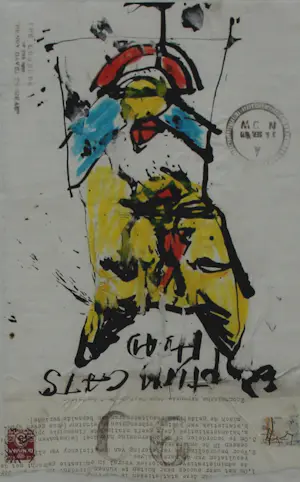 Viktor IV - Gemengde techniek: Dagboekblad 'Egyptian Cats Head' - 1971 kopen? Bied vanaf 199!