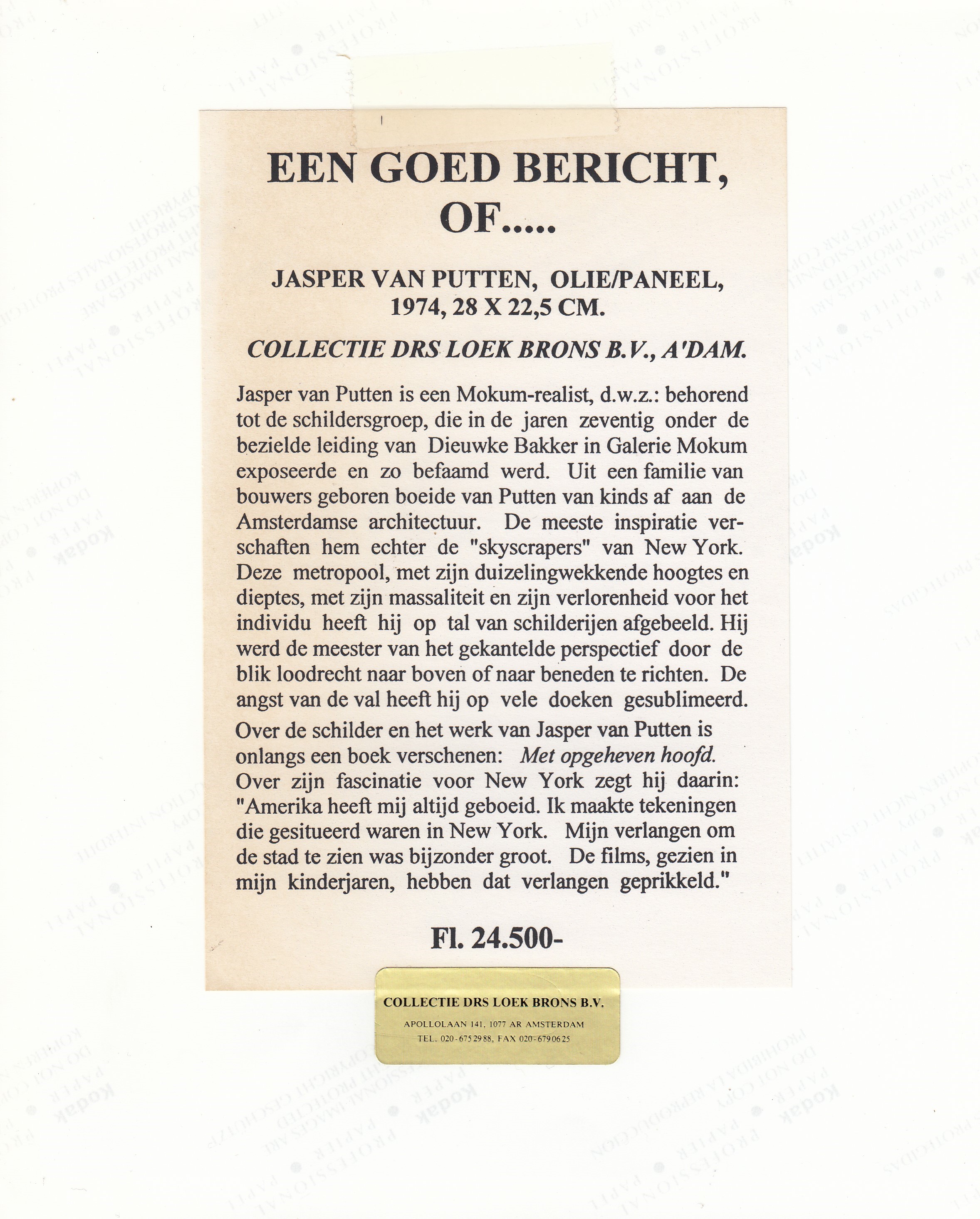 Jasper van Putten - 2 x promotiefoto verzameling Loek Brons  kopen? Bied vanaf 1!