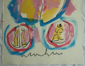 Anton Heyboer - Acryl en pastel , Symbolen – 79 x 53½ cm. kopen? Bied vanaf 125!