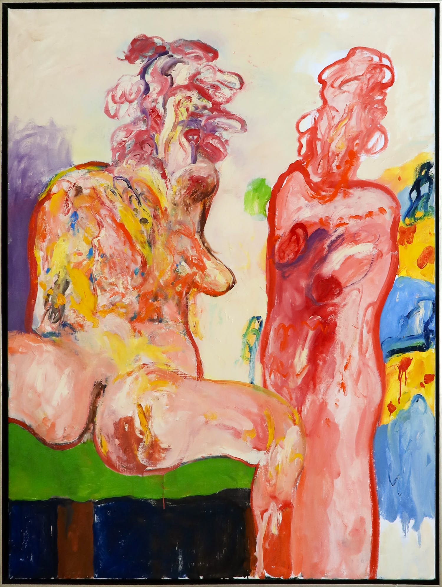 Anton Martineau - Olieverf op doek, Abstracte compositie met twee naakten - Ingelijst (Zeer groot) verkocht voor € 1!