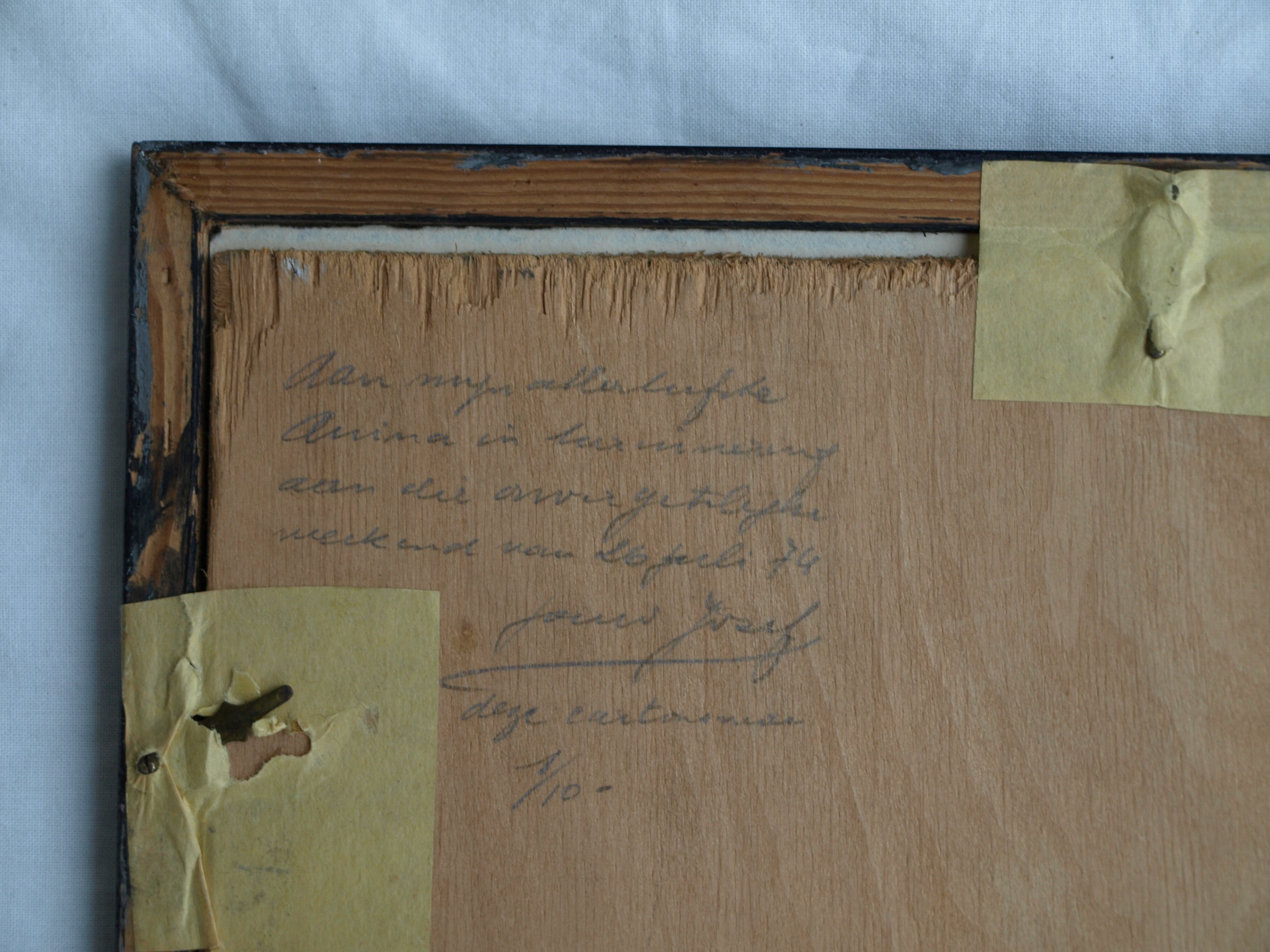 Jozef Bossaert - Kartonsnede , Kussend paar – ingelijst – 1974 kopen? Bied vanaf 15!