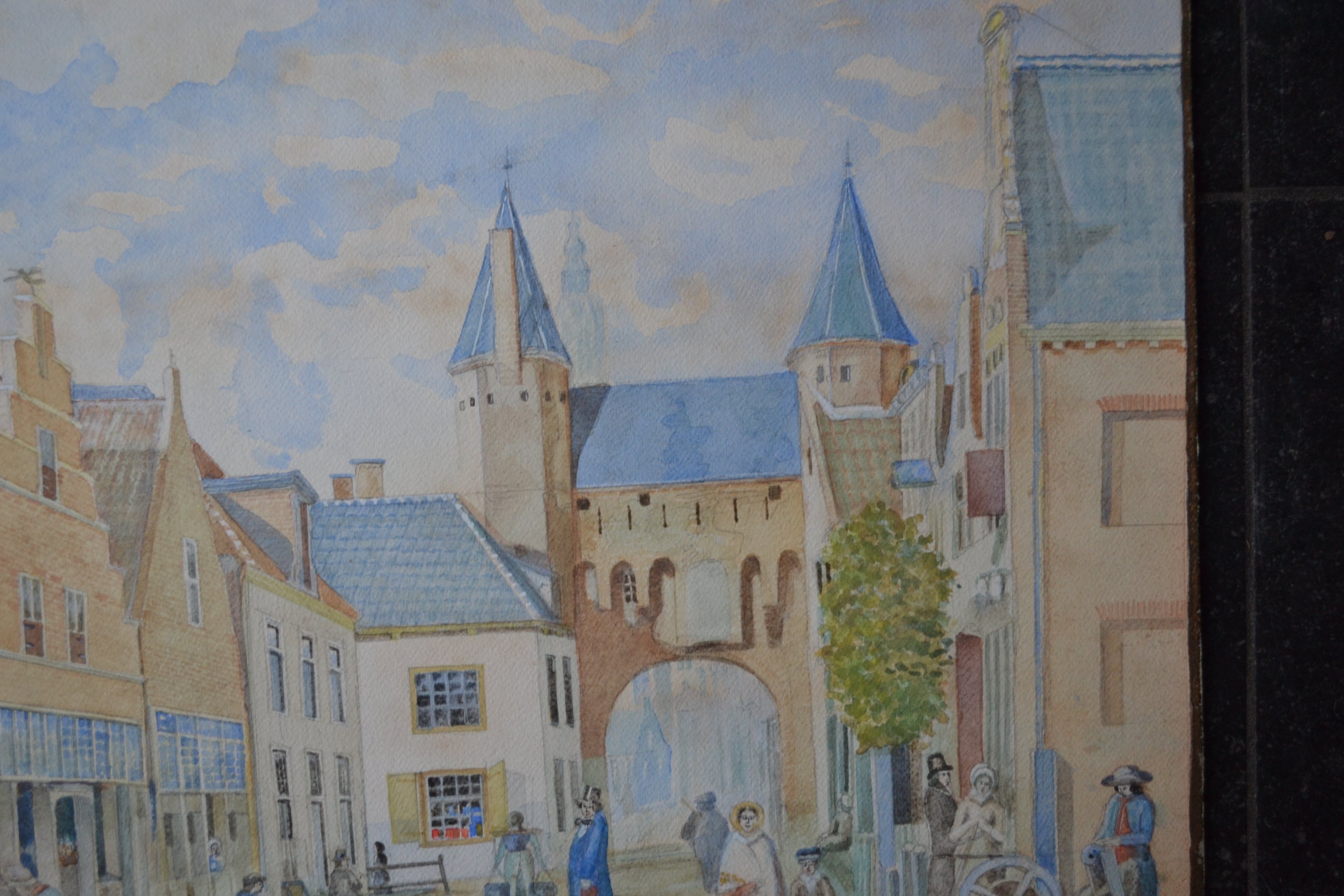 Niet of onleesbaar gesigneerd - Kamperbinnenpoort Amersfoort anno 1817- Aquarel - ? van Beurden kopen? Bied vanaf 1!