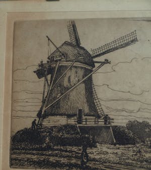 Jan Poortenaar - 2 x Ets , Molen en Kasteel – gesigneerd – ca 1930 kopen? Bied vanaf 35!