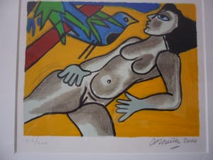 Corneille - Zeefdruk, Naakt met vogel. kopen? Bied vanaf 120!