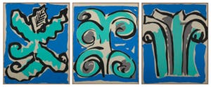 Zita Theelen - Houtdruk op textiel, Drieluik kopen? Bied vanaf 1!